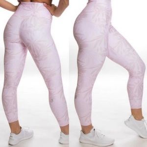 P’tula Ptula pink Palm Leaf leggings Tights XL extra large